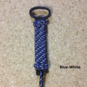 Blue-white paracord bottle opener